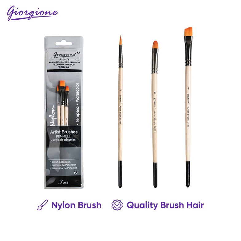 

↕ Giorgione Kuas Lukis Oil Paint Brush Set 3 Pcs Nylon bgkze