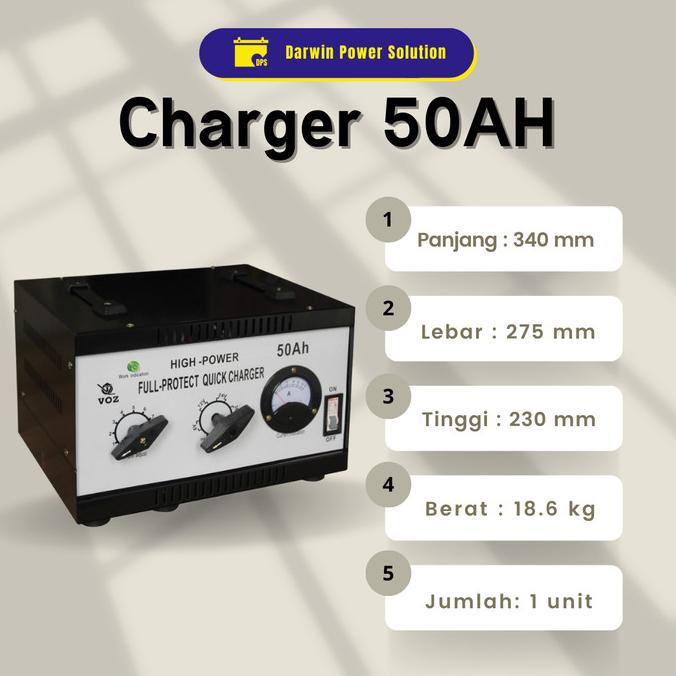 VOZ CHARGER AKI 50A | CHARGER AKI MOBIL |CHARGER SOLAR CELL