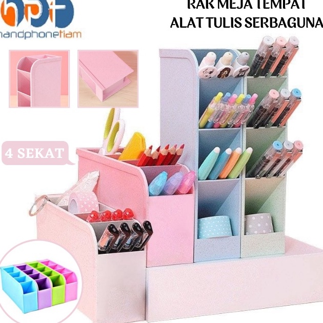 Produk Keren Rak Meja Mini 4 Sekat | Kotak Penyimpanan ATK Pensil Pulpen Gunting Sendok | Box Storag