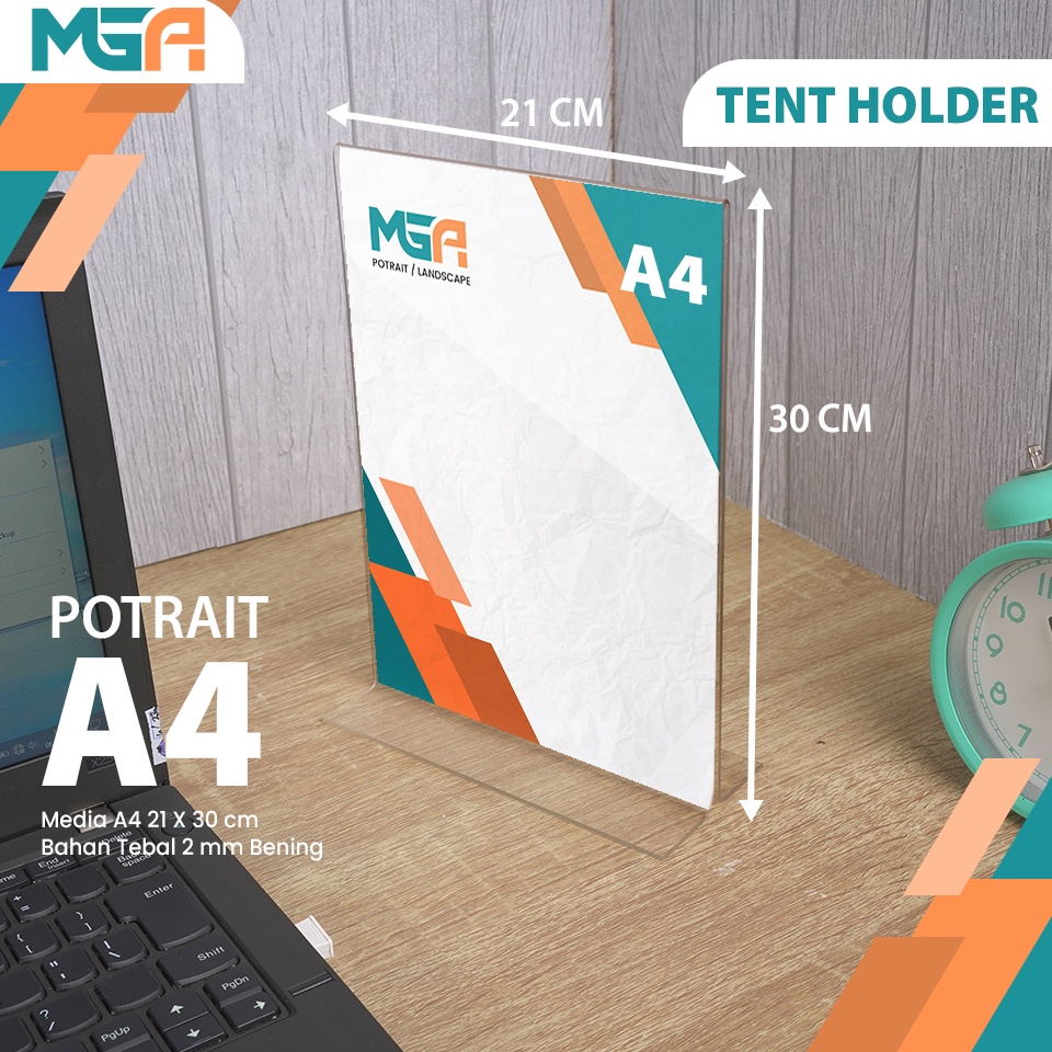 

jnsu -13 TEMPAT BROSUR STAND 2MM / TENT HOLDER / TENT CARD AKRILIK UKURAN A4 PORTRAIT 2 SISI 154