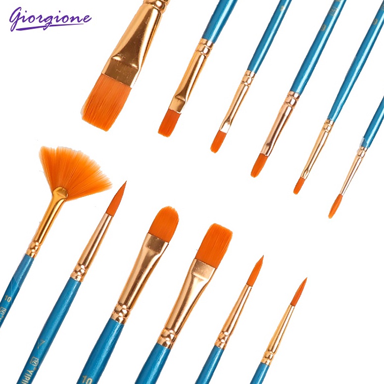 

T6P Giorgione 12pcs Kuas Lukis Oil Brush Paintbrush Nylon M-12 rpnk9