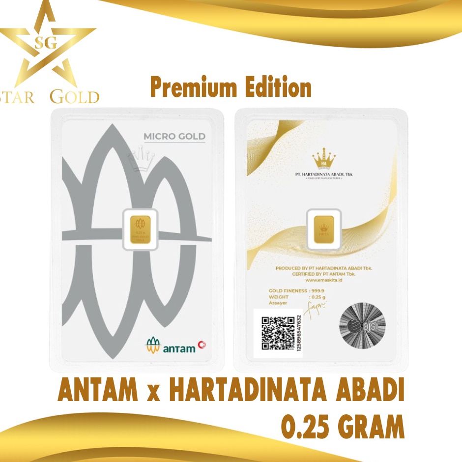 Pro saleK0w0V Star Gold Logam Mulia Micro Gold Antam Hartadinata 0.25 Gram Premium Series