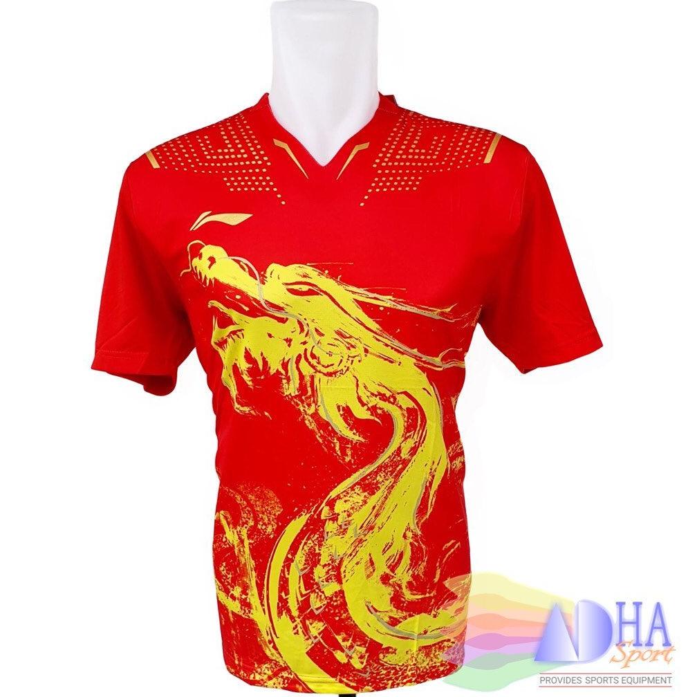 UDI339 Kaos Badminton / Pingpong Lining 6089 / L6089 Merah Naga Api Bulutangkis Store Surabaya Adha 