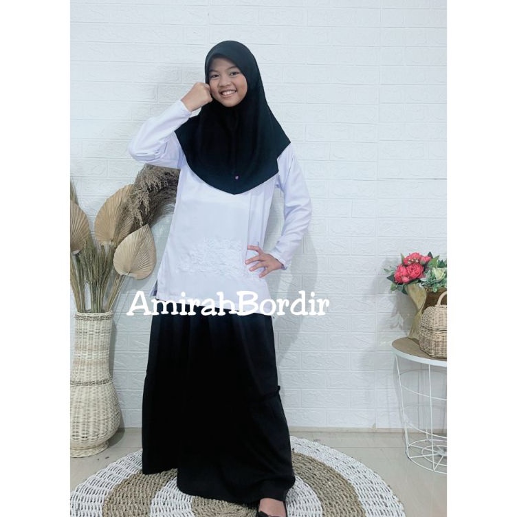 Super OkeUu1U5 BAJU MUSLIM PUTIH ANAK PEREMPUAN SETELAN ANAK PUTIH HITAM BAJU SERAGAM MANASIK HAJI A