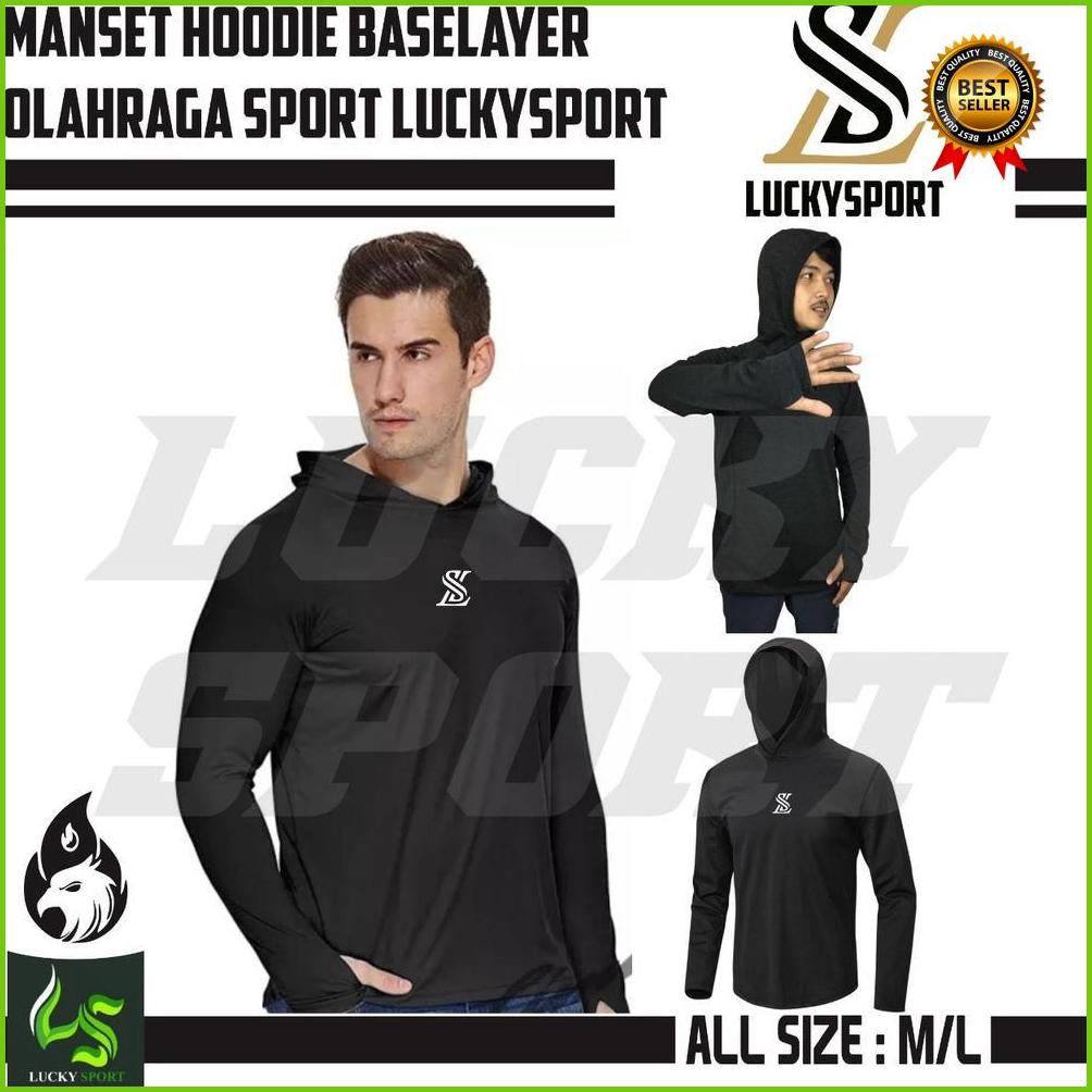 Paling update Baselayer Manset Pria Wanita Manset Hoodie Olahraga Baselayer Hoodie Kupluk Ketat Mura