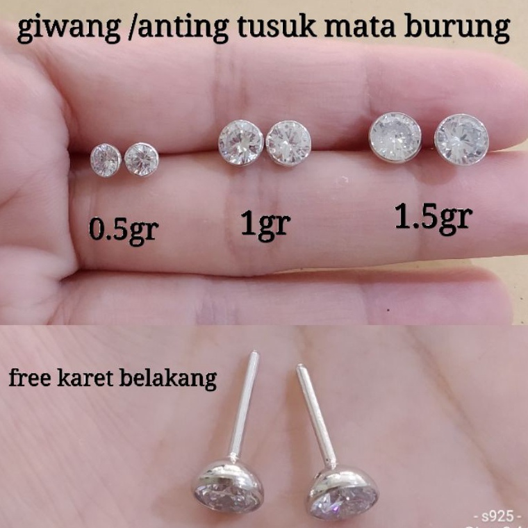 New MartO4a4Z GIWANG/ANTING TUSUK MATA SATU PERAK S925 LAPIS MAS PUTIH