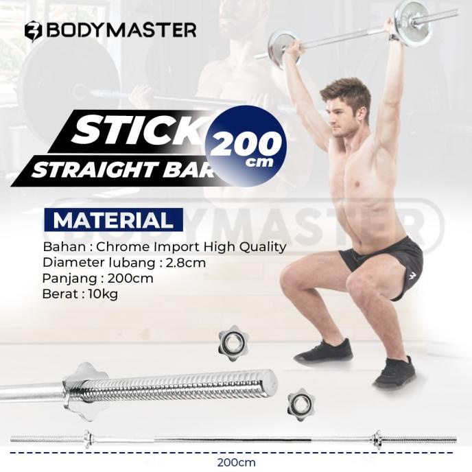 Barbell Bar 200CM - Straight Barbel Stick 200 CM - Tongkat Angkat Besi
