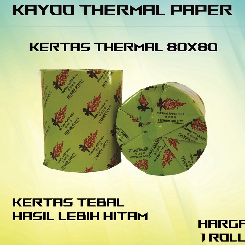 

Cuci Gudang KERTAS THERMAL STRUK KASIR PAPER ROLL TERMAL KAYOO 80MM 80X80 THERMAL PRINTER 79 80 x 80 80x80MM 88