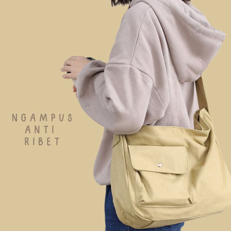 MNRF2773  TAS SELEMPANG CANVAS PREMIUM ORIGINAL UNISEX PRIA DAN WANITA TAS BAG CANVAS BAG SLING BAG 