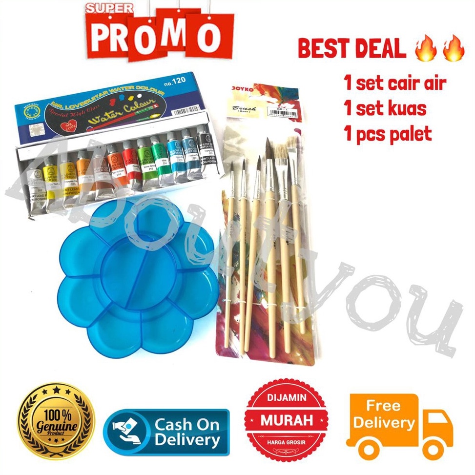 

Restok Gan Promo PAKET MELUKIS 3 in 1 Palet Kuas Cat Air lukis ART SET murah LIH