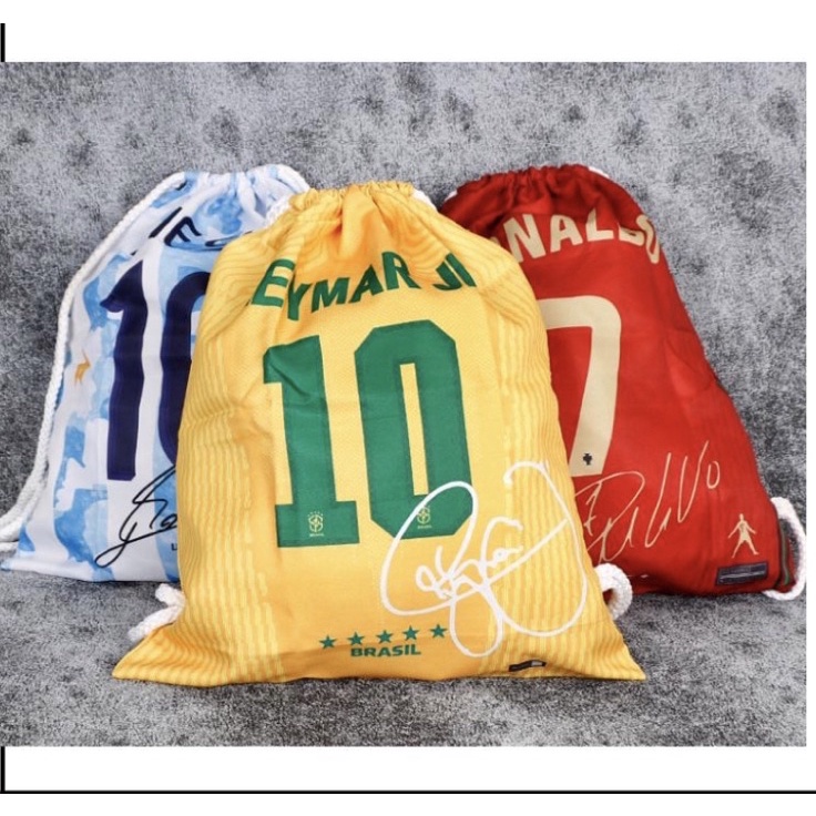 Hot ItemN3z3Y Tas Serut Bola Motif Pemain Sepakbola Messi Ronaldo Neymar / Football gymsack / Pernak