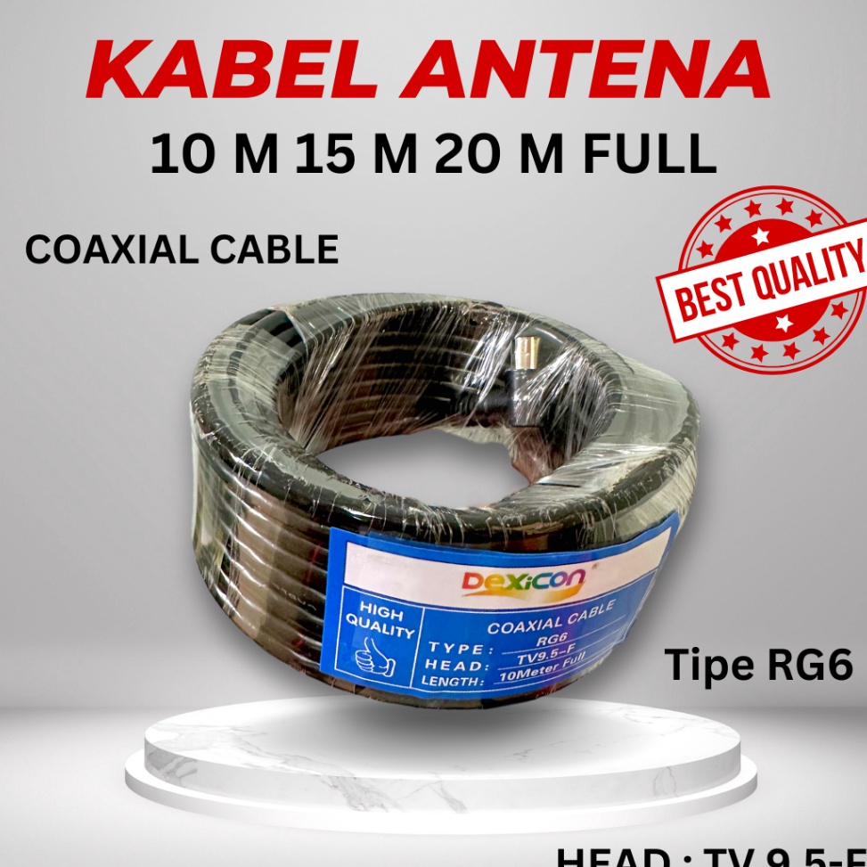 59 KABEL ANTENA 10 Meter 15 Meter 20 Meter RG6 ANTENA TV COAXIAL CABLE/KABEL COLOKAN ANTENA KABEL AN