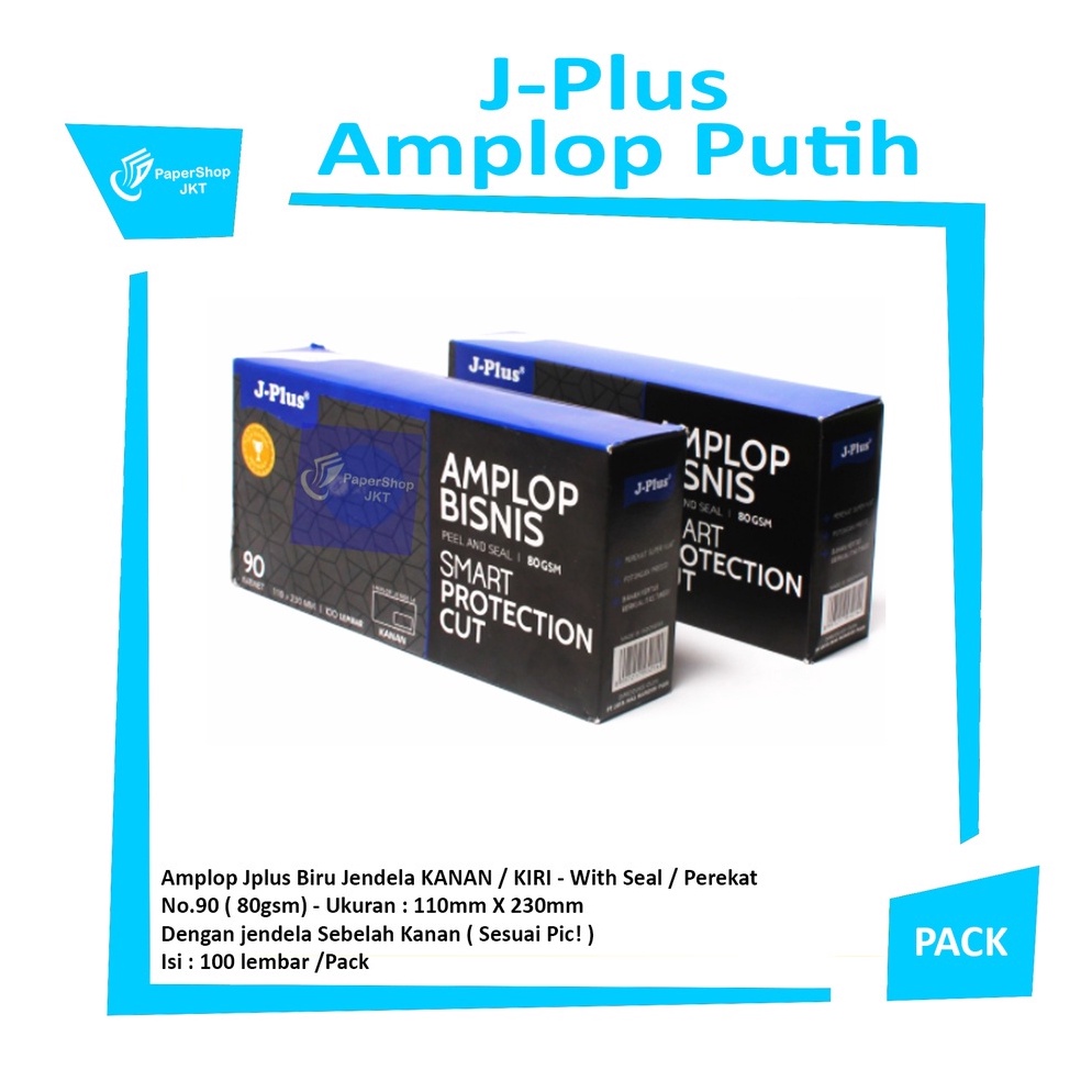 

Produk.. JPLUS - biru amplop putih jendela kiri atau kanan no 90 80gsm 91