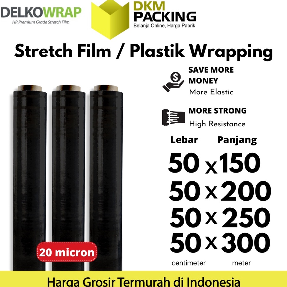 

Edisi Mewah Plastik Wraping Stretch Film Plastic Wrapping 50cm DELKOWRAP HITAM WRAPPING TEBAL PREMIUM TERMURAH / SATUAN GTG