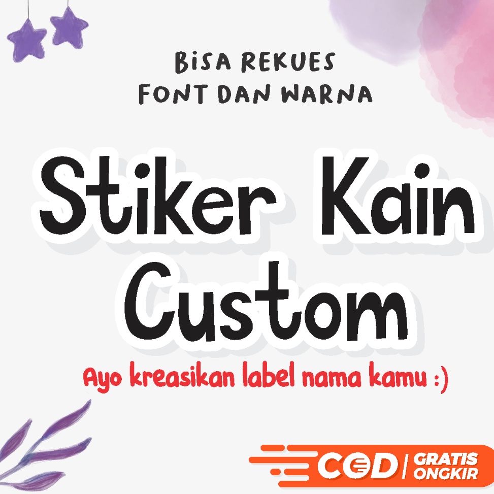 

Terlarisss SEHARI JADI. Stiker Kain Custom . Stiker Label Nama Kain Baju Anak Sablon Setrika sticker aesthetic custom dapat 50pcs 124