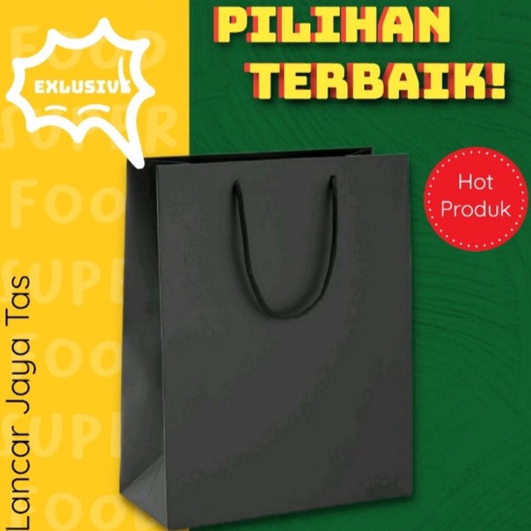 

✥ Per lusin | Paperbag | Paperbag hitam | Tas kertas 20x25 | Polos Hitam 4792