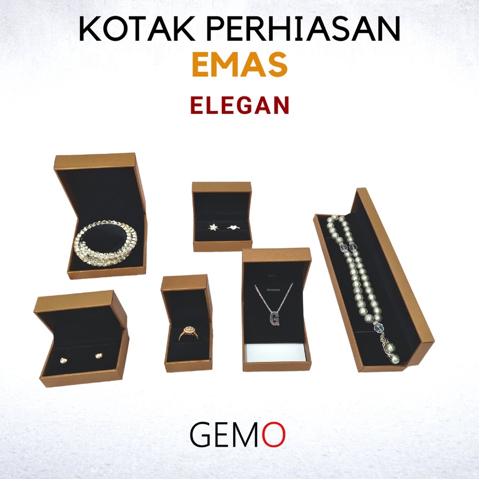 TrxJ4v9U Kotak Perhiasan Elegan Emas Set , Box Cincin, Kalung, Gelang, Anting, Liontin, Tempat Jewel