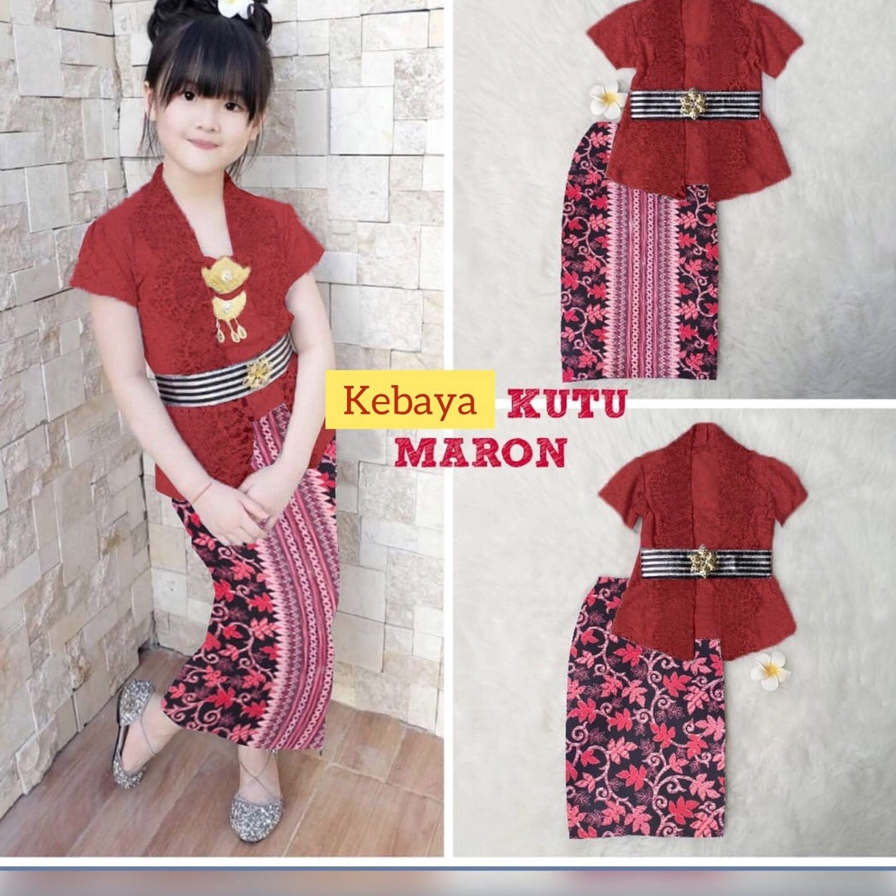 TerbatasRr8R2 Baju Kebaya Anak Kebaya Anak Perempuan Setelan Kebaya Anak Brukat Kebaya Batik Anak Ba