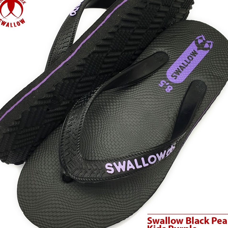TerbatasJ4v9U Sandal japit karet anak perempuan cowok SWALLOW Black Pearl ukuran 7.5 , 8 , 8.5 polos