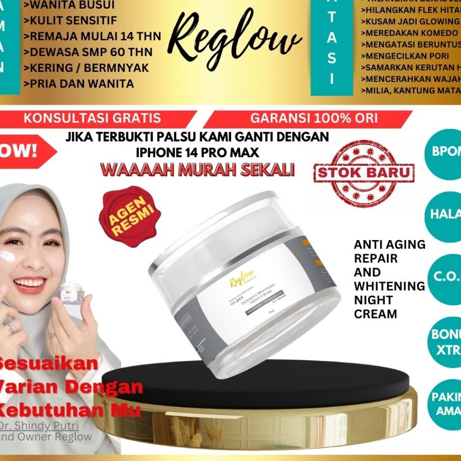 ➣✷✮ Krem Malam Reglow Re Glow Reg Glow Skincare Original Dr. Shindy Official Intensive Whitening Rep