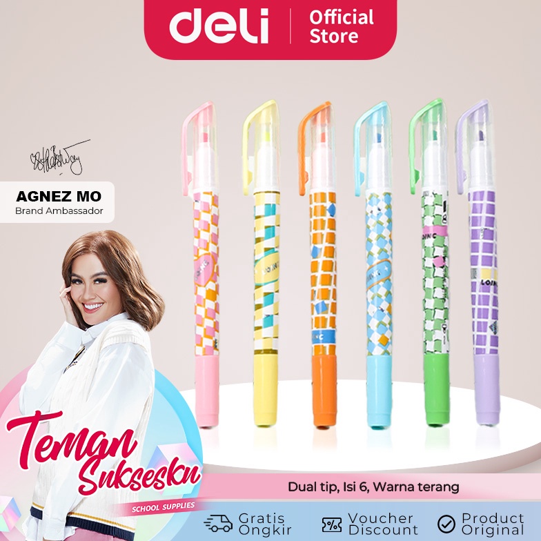 

☈Dijual Murah➯ B8LJK Deli Penanda / Highlighter Dual Tip Isi 6 S13X K51 ➥Diskon Promo