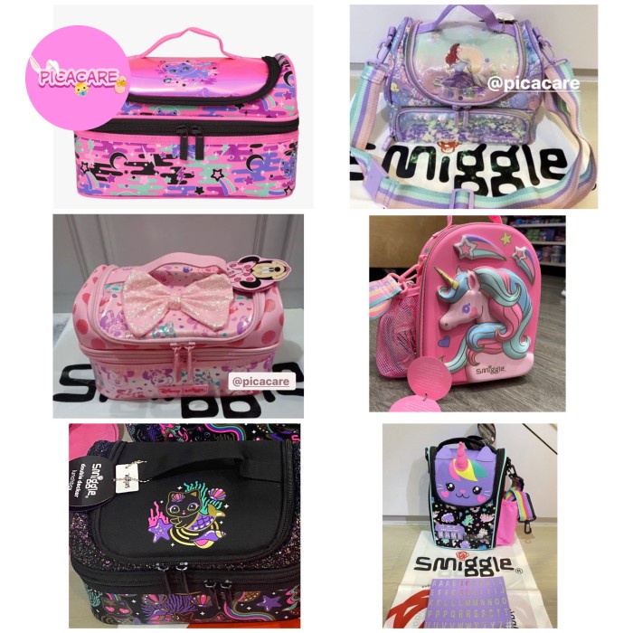 Smiggle lunchbox unicorn gold tas bekal makan anak pink original asli