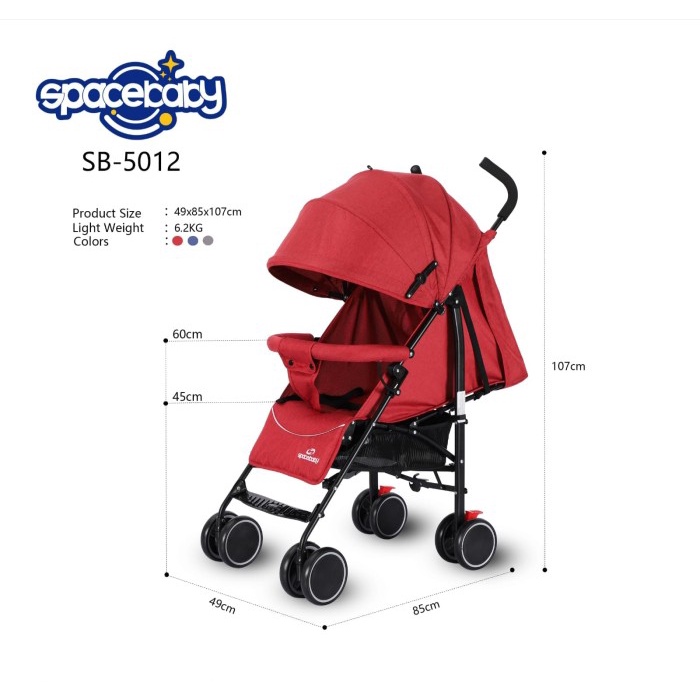 Stroller Bayi Murah/ Stroller Baby Space Baby 5012 - Merah