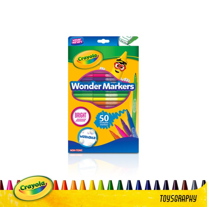 

CRAYOLA WONDER MARKERS 50 WASHABLE BRIGHT SPIDOL AJAIB ISI 50CT