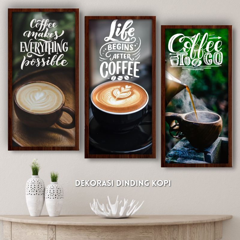 dekorasi dinding murah / hiasan dinding bingkai Mdf / hiasan dinding tema kopi / hiasan dinding eleg