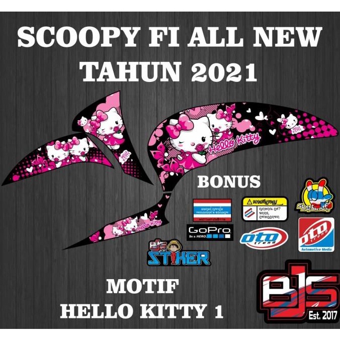 SALE decal striping hologram transparan uv scoopy all new 2021 hello kitty Termurah