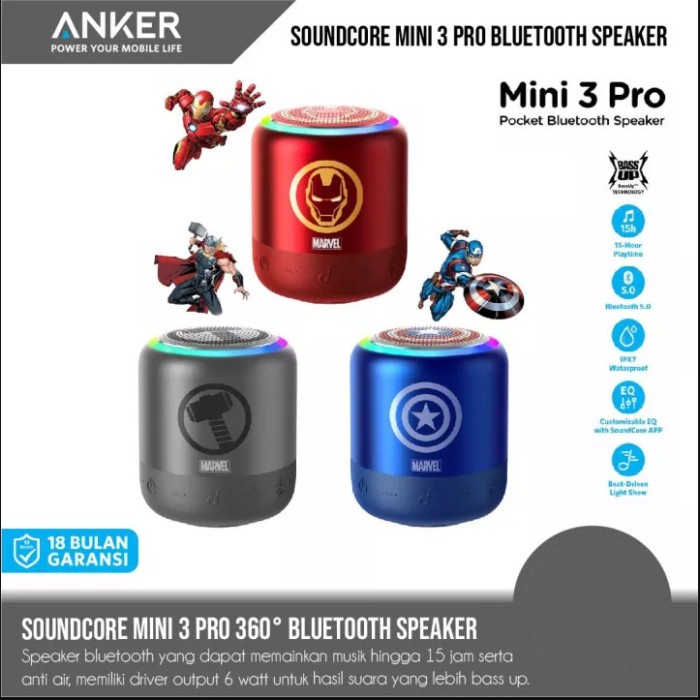 Terlaris Speaker Bt Full Bass Anker Marvel Super Hero Soundcore Mini 3 Pro