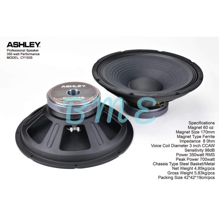 Terlaris Speaker Woofer Ashley Cy1535/Cy 1535 15 Inch Mid Bass 350Watt-700 Watt
