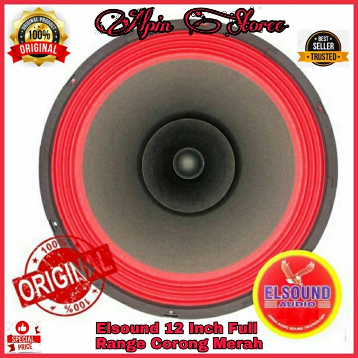 Terlaris Promo Speaker Full Range Corong Merah Hitam Original Elsound 12 Inch W