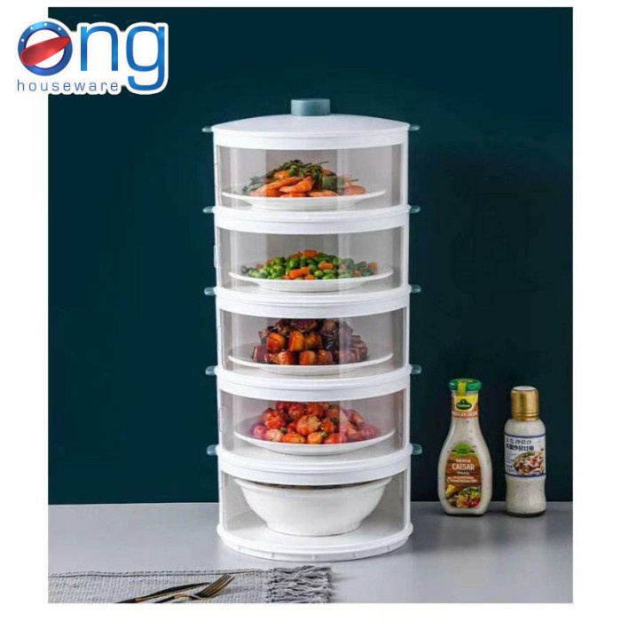 RAK TEMPAT PENYIMPANAN MAKANAN TUDUNG SAJI LAUK SUSUN 5 TINGKAT