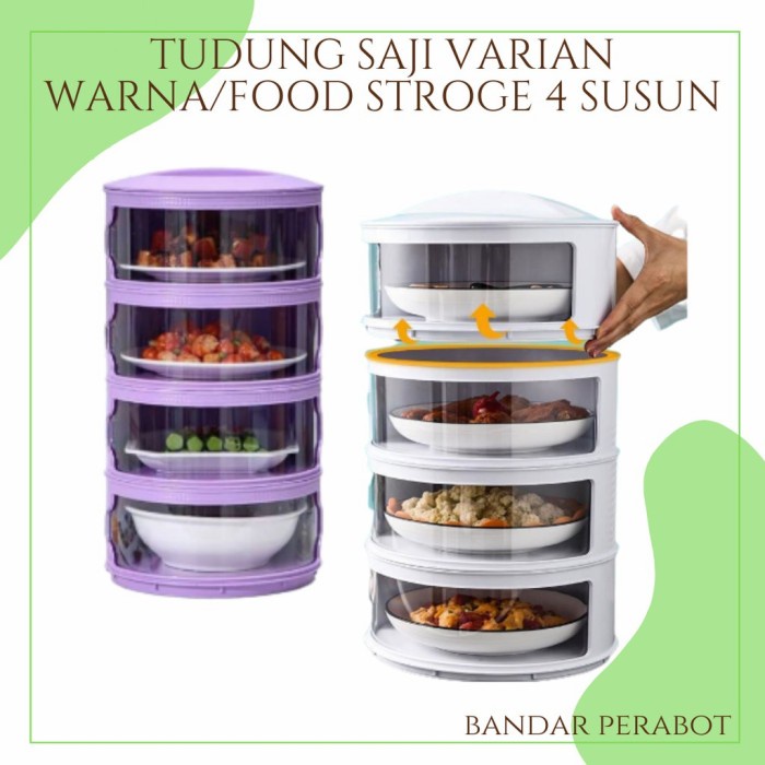 RAK SUSUN PENYIMPANAN MAKANAN TUDUNG SAJI SUSUN 4 WARNA MAKANAN MURAH