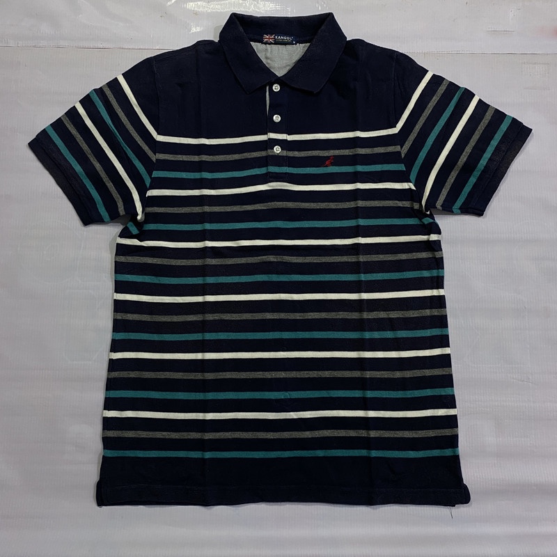 Polo Shirt Kangol Original Navy Salur Size M