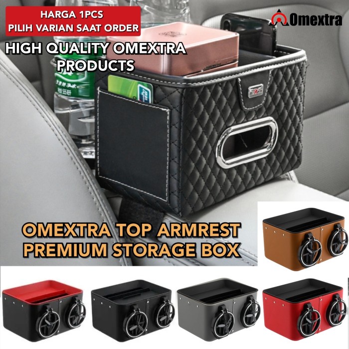 PREMIUM TOP ARMREST BOX OMEXTRA TEMPAT TISU CUP HOLDER PHONE MOBIL BOX
