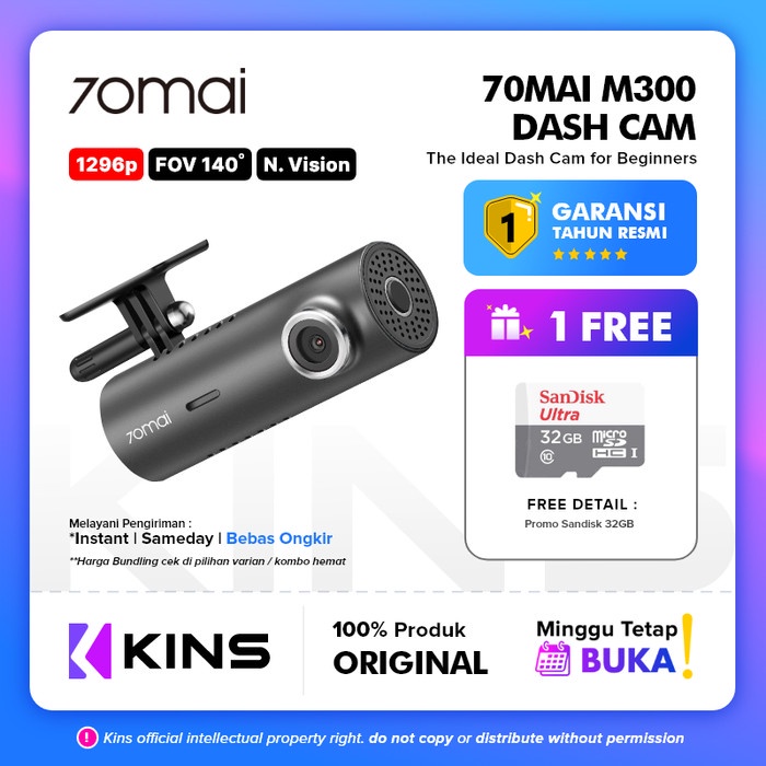 70MAI DASH CAM M300 1296P FOV 140 NIGHT VISION 70MAI M300 GARANSI