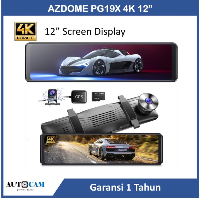 AZDOME PG19X 4K 12 INCH MIRROR DASHCAM GPS PARKING MONITOR DASH CAMERA