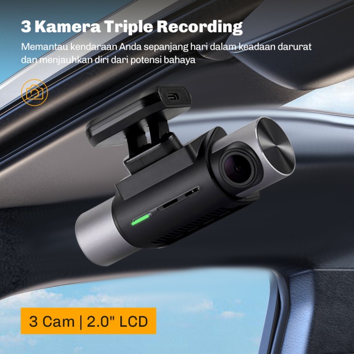 MOBEO DASHBOARD CAMERA TRIPLE RECORDING VIEW