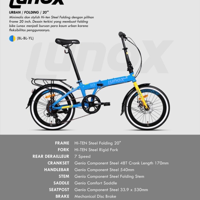 SEPEDA LIPAT 20 GENIO LUNOX 1.0 NEW BONCENGAN