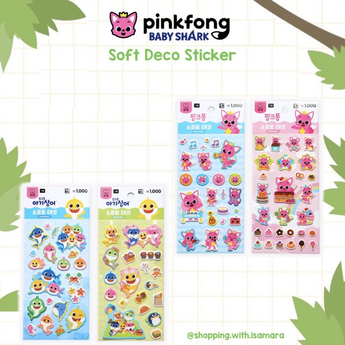 

Pinkfong Baby Shark Sponge / Puffy Sticker / Stiker Timbul