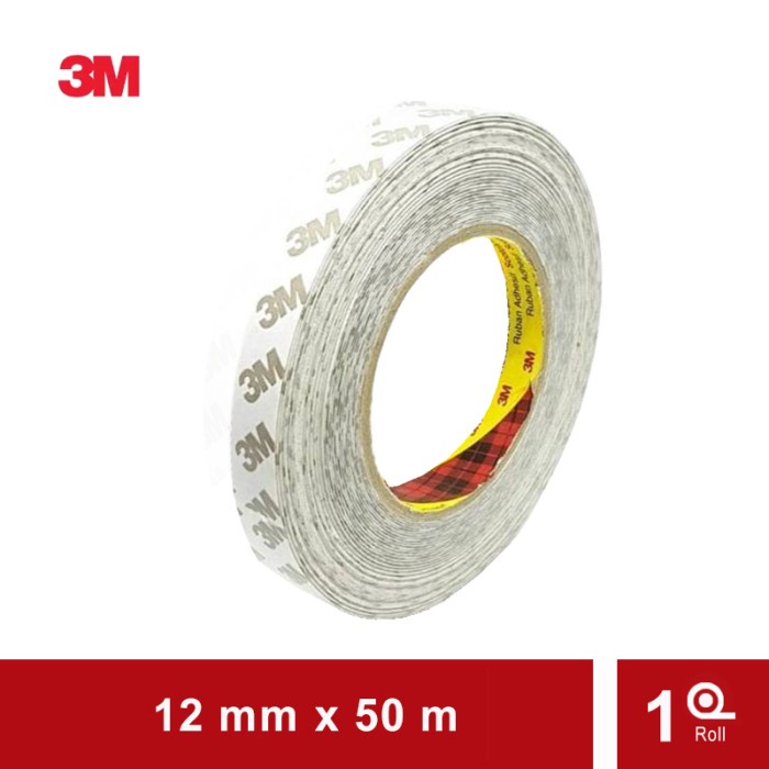 

3M 9075i / 7385C Double Coated Tissue Tape - 12 mm x 50 m - 1 Buah