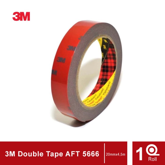 

3M AFT Acrylic Foam Tape 5666, tebal: 1.1 mm, size: 20 mm x 4.5 m (Double Tape Mobil)