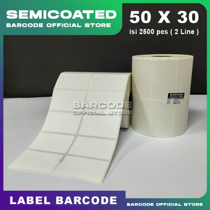 

Terlaris Label Barcode 50 X 30 (2Line) Kertas Sticker Label Semicoated 50X30 Mm