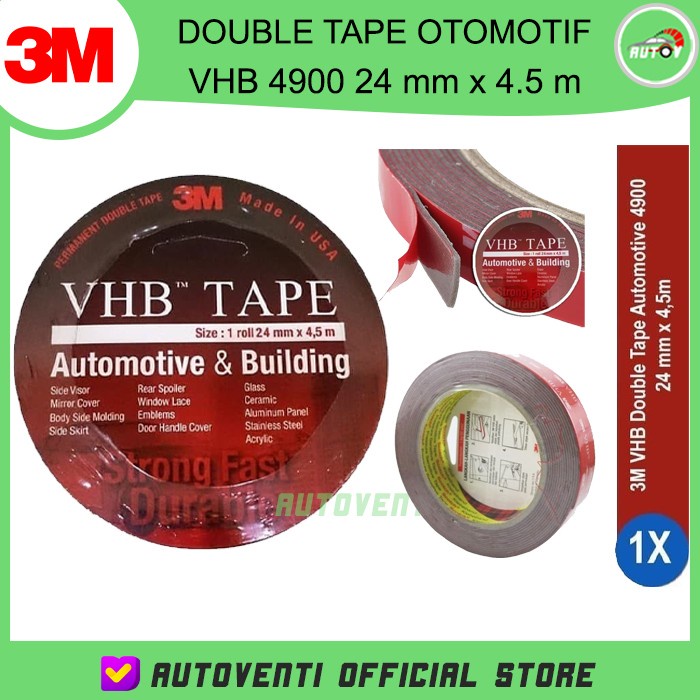 

LEM PEREKAT MOBIL DOUBLE TAPE OTOMOTIF 3M VHB 4900 24 mm x 4.5 m