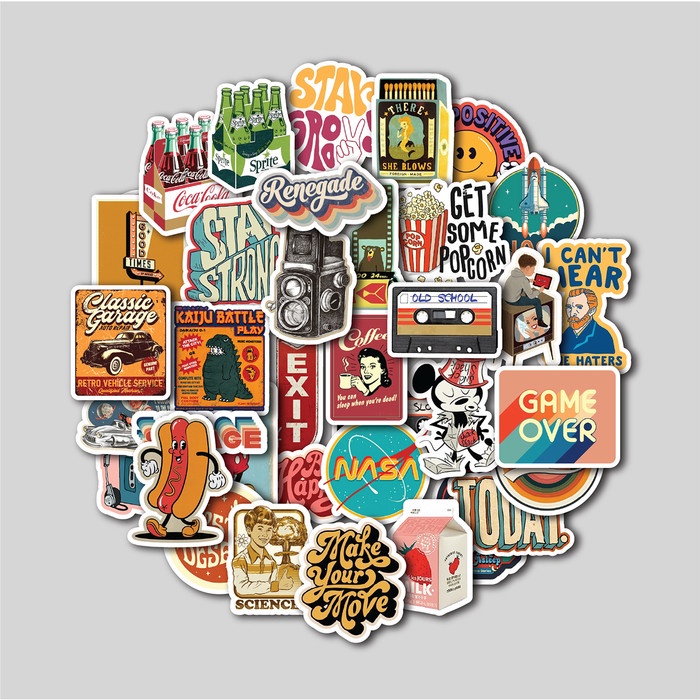 

Terlaris Sticker Pack Retro Vintage Stiker Tumbler Laptop Stiker Koper Helm