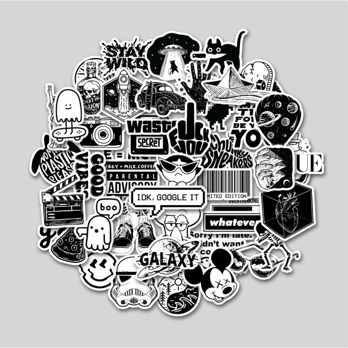 

Sticker Pack Black & White Sticker Tumblr Stiker Laptop Koper Helm