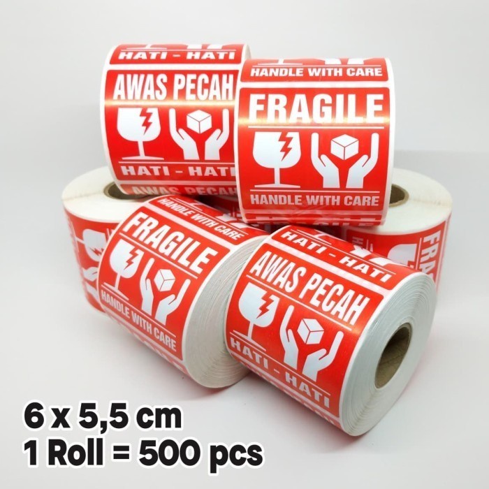 

Terlaris Stiker Label Fragile Stiker Awas Pecah 6 X 5,5 Cm (1 Roll/ 500 Pcs)