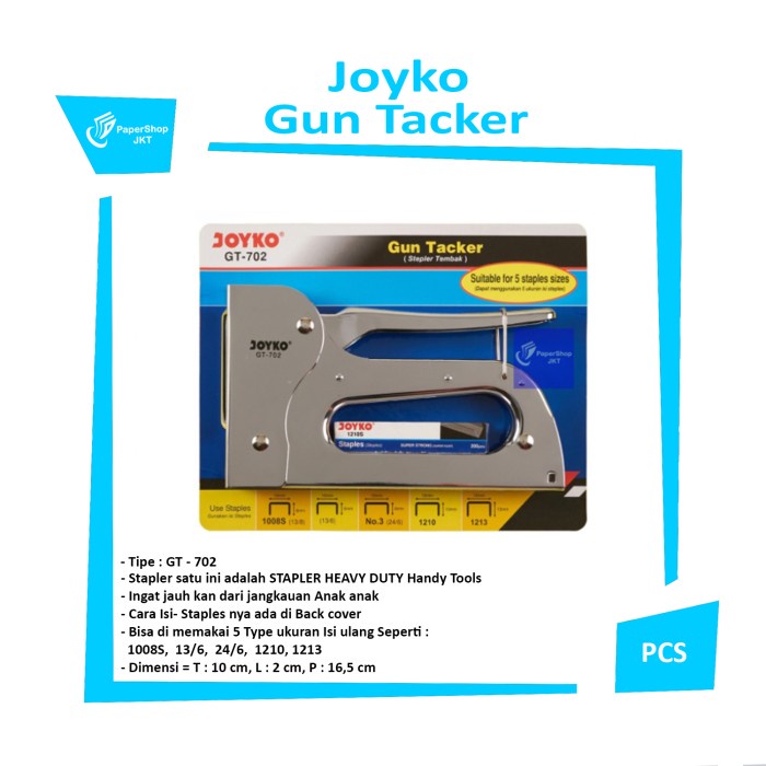 

Bestseller Joyko Gun Tacker Gt - 702 - Stapler Tembak [ 1 Pcs ]
